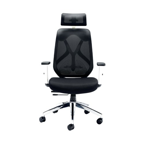 KF80382 | The Arista Stealth is an ergonomically designed high back office chair with adjustable headrest and adjustable lumbar support. Versatile all-rounder that will suit nearly all users, no matter their height or weight. The chair has an upholstered seat and mesh back for increased air flow and added comfort. Featuring synchro mechanism with tilt torsion control, height adjustable armrests, seat slide with 50mm range of movement and adjustable lumbar support. Recommended usage of up to 8 hours and maximum user weight of 18 stone (115kgs).