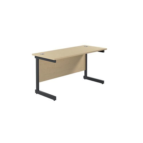 Jemini Rectangular Single Upright Cantilever Desk 1200x600x730mm Maple/Black KF803898