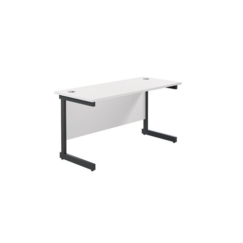Jemini Rectangular Single Upright Cantilever Desk 1200x600x730mm White/Black KF803911
