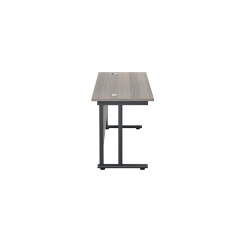 Jemini Rectangular Double Upright Cantilever Desk 1400x600x730mm Grey Oak/Black KF803935