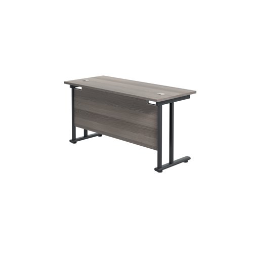 Jemini Rectangular Double Upright Cantilever Desk 1400x600x730mm Grey Oak/Black KF803935