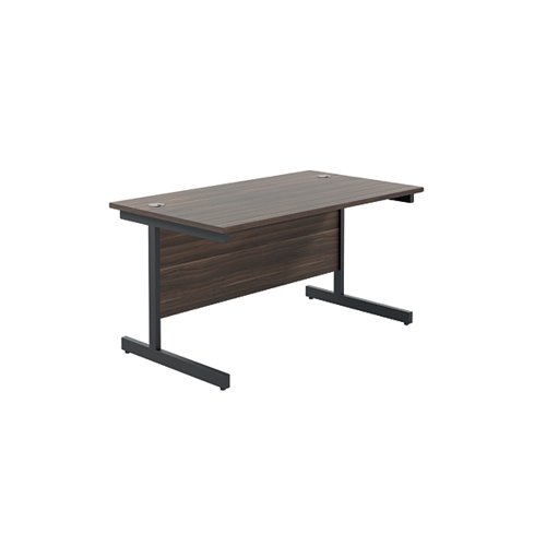 Jemini Rectangular Single Upright Cantilever Desk 1200x800x730mm Dark Walnut/Black KF803942