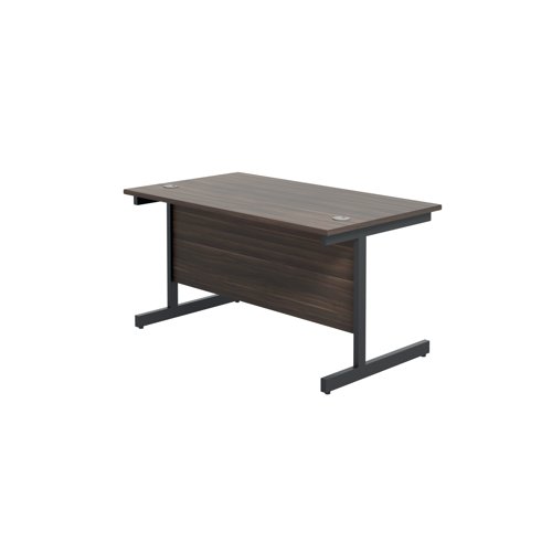 Jemini Rectangular Single Upright Cantilever Desk 1200x800x730mm Dark Walnut/Black KF803942