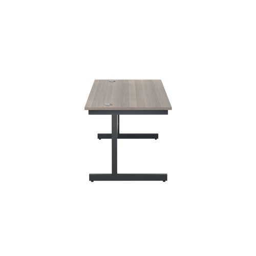 Jemini Rectangular Single Upright Cantilever Desk 1200x800x730mm Grey Oak/Black KF803959