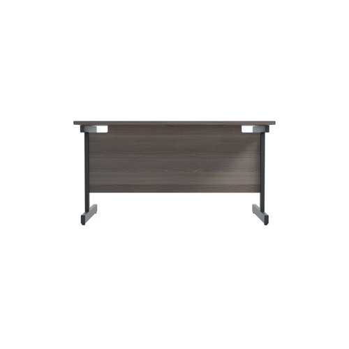 Jemini Rectangular Single Upright Cantilever Desk 1200x800x730mm Grey Oak/Black KF803959
