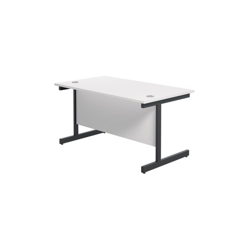Jemini Rectangular Single Upright Cantilever Desk 1200x800x730mm White/Black KF803980