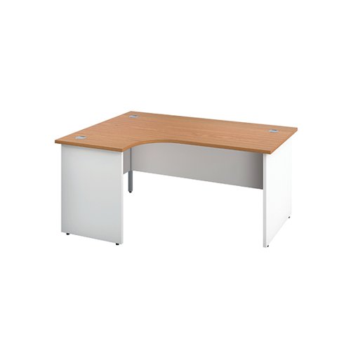 Jemini Left Hand Radial Panel End Desk 1800x1200mm Nova Oak/White KF805502
