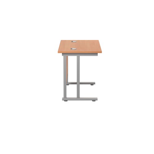 Jemini Double Upright Rectangular Desk 800x600x730mm Beech/Silver KF806080