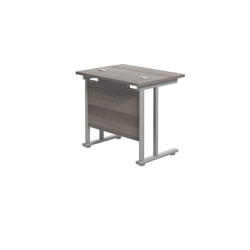 Jemini Double Upright Rectangular Desk 800x600x730mm Grey Oak/Silver KF806097