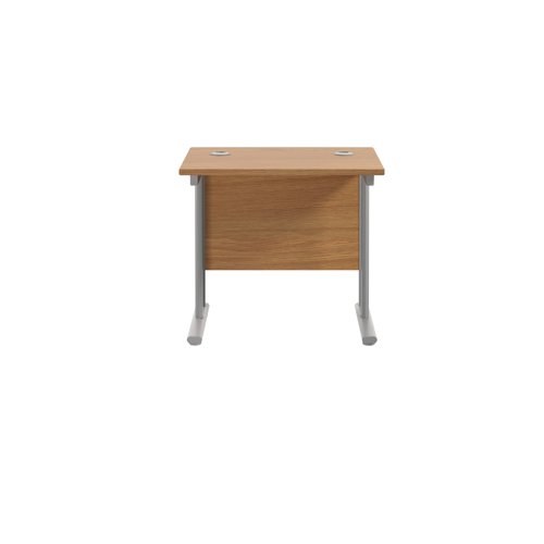 Jemini Double Upright Rectangular Desk 800x600x730mm Nova Oak/Silver KF806103
