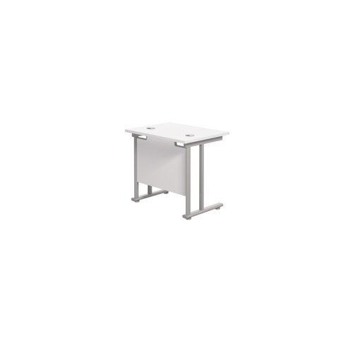 Jemini Double Upright Rectangular Desk 800x600x730mm White/Silver KF806110