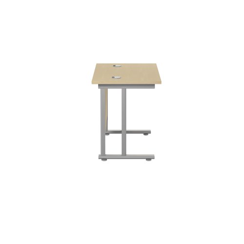 Jemini Double Upright Rectangular Desk 800x600x730mm Maple/Silver KF806127 - KF806127