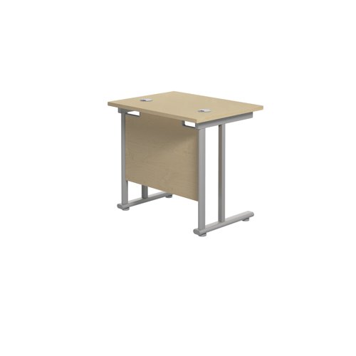 Jemini Double Upright Rectangular Desk 800x600x730mm Maple/Silver KF806127 - KF806127