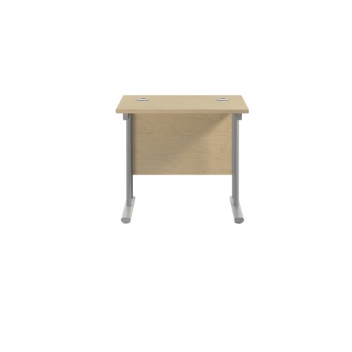 Jemini Double Upright Rectangular Desk 800x600x730mm Maple/Silver KF806127