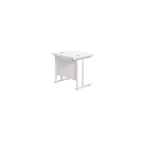 Jemini Rectangular Cantilever Desk 800x600x730mm White/White KF806172 - KF806172