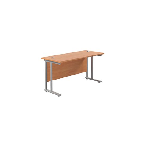Jemini Rectangular Cantilever Desk 1200x600x730mm Beech/Silver KF806202