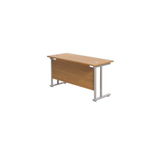Jemini Rectangular Cantilever Desk 1200x600x730mm Nova Oak/Silver KF806226 - KF806226