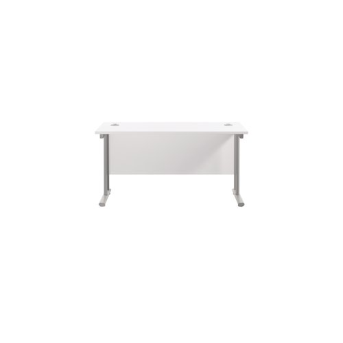 KF806233 Jemini Rectangular Cantilever Desk 1200x600x730mm White/Silver KF806233