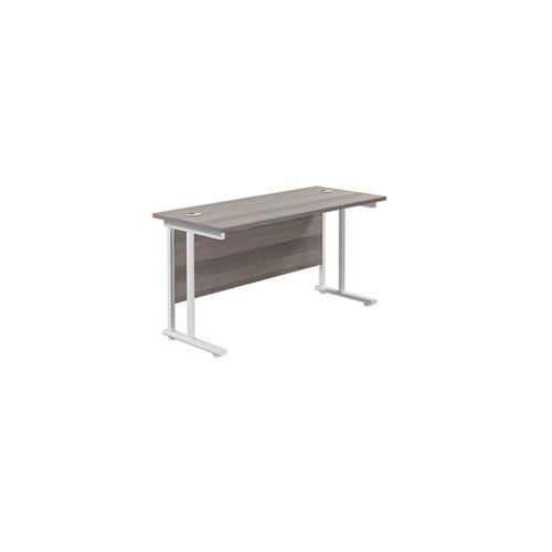 Jemini Rectangular Cantilever Desk 1200x600x730mm Grey Oak/White KF806271