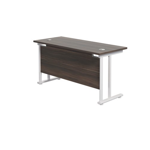 Jemini Rectangular Cantilever Desk 1200x600x730mm Dark Walnut/White KF806318 - KF806318