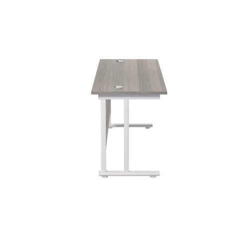 Jemini Rectangular Cantilever Desk 1400x600x730mm Grey Oak/White KF806394 - KF806394