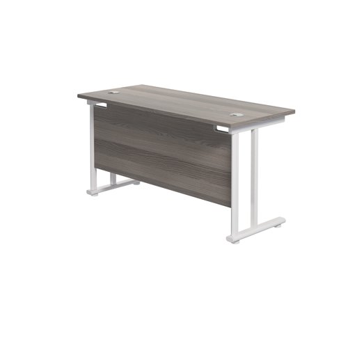 Jemini Rectangular Cantilever Desk 1400x600x730mm Grey Oak/White KF806394 - KF806394