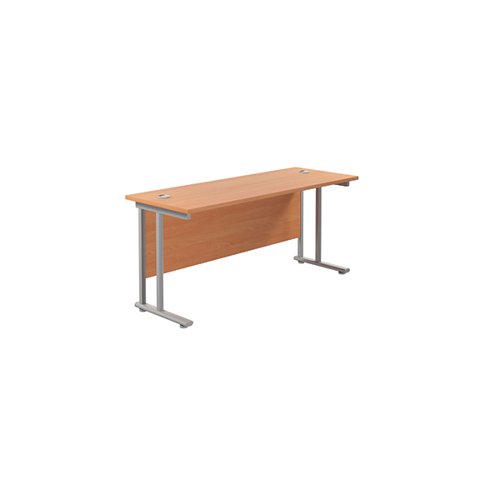 Jemini Rectangular Cantilever Desk 1600x600x730mm Beech/Silver KF806448