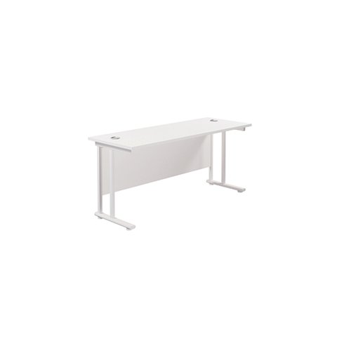 Jemini Cantilever Rectangular Desk 1600x600mm Grey Oak/Silver KF806455