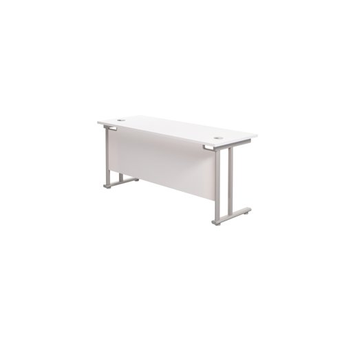 Jemini Rectangular Cantilever Desk 1600x600x730mm White/Silver KF806479