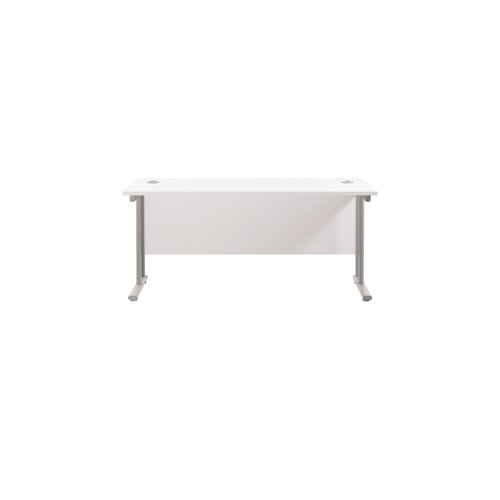 Jemini Rectangular Cantilever Desk 1600x600x730mm White/Silver KF806479