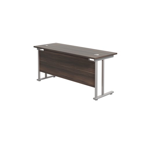 Jemini Rectangular Cantilever Desk 1600x600x730mm Dark Walnut/Silver KF806493 - KF806493