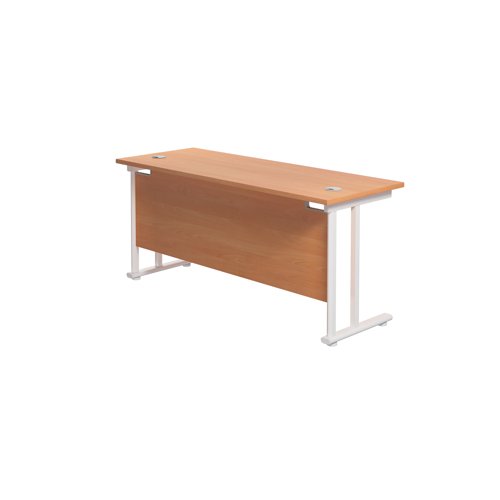 Jemini Rectangular Cantilever Desk 1600x600x730mm Beech/White KF806509 - KF806509