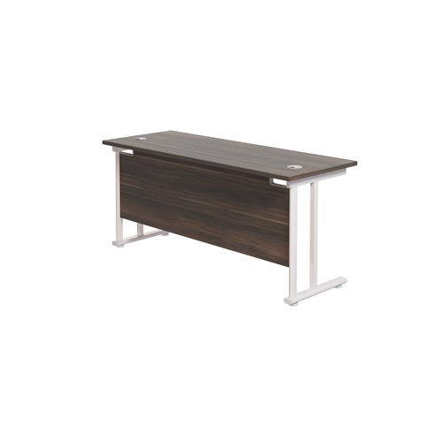 Jemini Rectangular Cantilever Desk 1600x600x730mm Dark Walnut/White KF806554