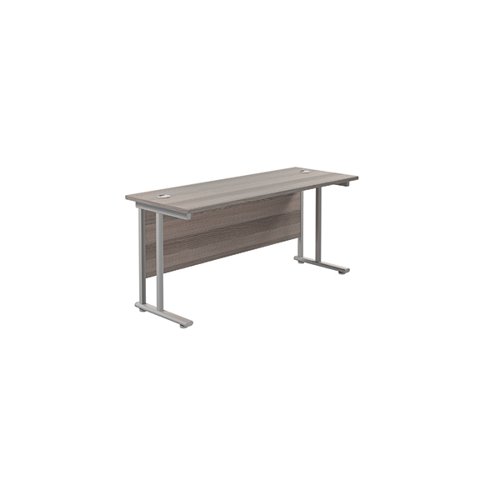 Jemini Cantilever Rectangular Desk 1800x600mm Grey Oak/Silver KF806578