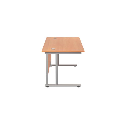 Jemini Rectangular Cantilever Desk 1400x800x730mm Beech/Silver KF806929
