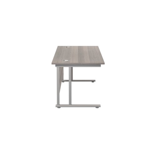 Jemini Rectangular Cantilever Desk 1400x800x730mm Grey Oak/Silver KF806936 - KF806936