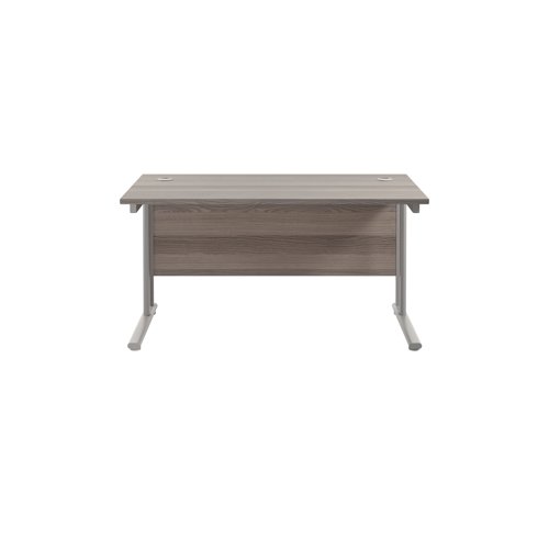 Jemini Rectangular Cantilever Desk 1400x800x730mm Grey Oak/Silver KF806936 - KF806936