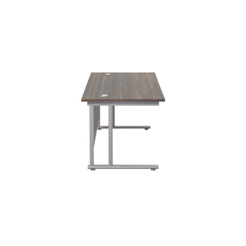 Jemini Rectangular Cantilever Desk 1400x800 Dark Walnut/Silver KF806974