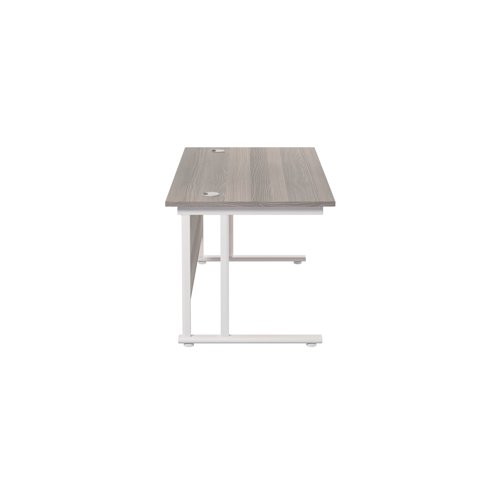 KF806998 Jemini Rectangular Cantilever Desk 1400x800x730mm Grey Oak/White KF806998