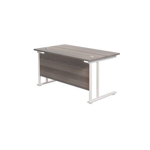 Jemini Rectangular Cantilever Desk 1400x800x730mm Grey Oak/White KF806998 - KF806998