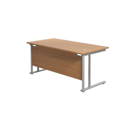 Jemini Rectangular Cantilever Desk 1600x800x730mm Nova Oak/Silver KF807063