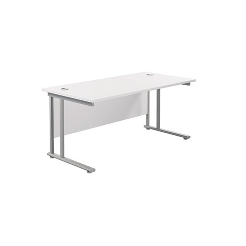 Jemini Rectangular Cantilever Desk 1600x800x730mm White/Silver KF807070