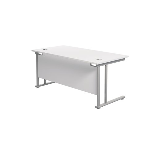 Jemini Rectangular Cantilever Desk 1600x800x730mm White/Silver KF807070