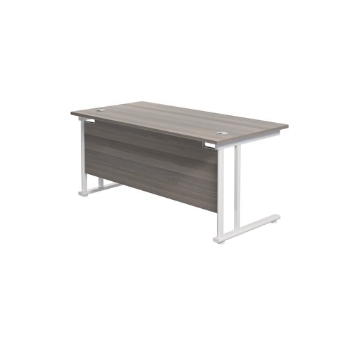 Jemini Rectangular Cantilever Desk 1600x800x730mm Grey Oak/White KF807117