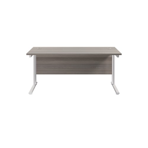 Jemini Rectangular Cantilever Desk 1600x800x730mm Grey Oak/White KF807117 - KF807117