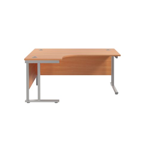 Jemini Radial Left Hand Cantilever Desk 1600x1200x730mm Beech/Silver KF807520