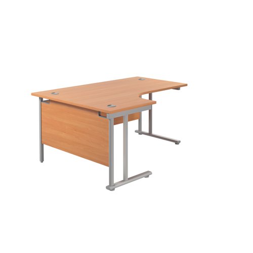 Jemini Radial Left Hand Cantilever Desk 1600x1200x730mm Beech/Silver KF807520