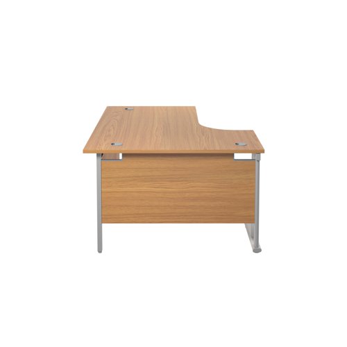 Jemini Radial Left Hand Cantilever Desk 1600x1200x730mm Nova Oak/Silver KF807544 - KF807544
