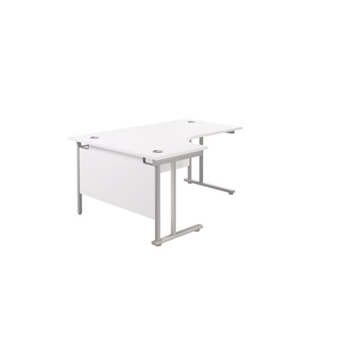 Jemini Radial Left Hand Cantilever Desk 1600x1200x730mm Nova Oak/Silver KF807544 - KF807551