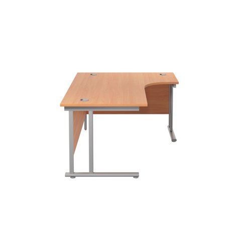 Jemini Radial Right Hand Cantilever Desk 1600x1200x730mm Beech/Silver KF807582
